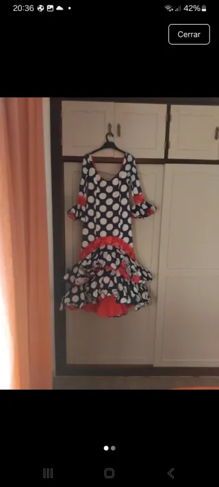 Vestido Flamenca Lunares Rojo y Negro Talla Única