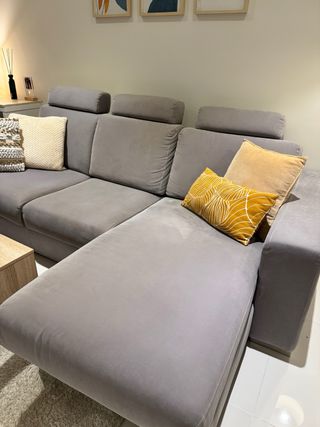 Sofá Chaise Longue Gris 240cm - 3 Plazas