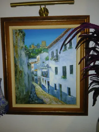 Cuadro Pintura Oleo Calle Blanca