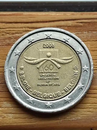 Moneda 2€ Bélgica 2008 Derechos Humanos
