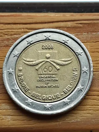 Moneda 2€ Bélgica 2008 Derechos Humanos