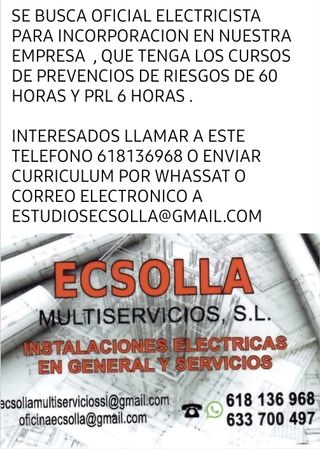 se busca electricista para empresa pontevedra