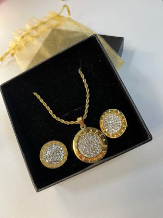 Conjunto Bulgari Acero Inoxidable Dorado