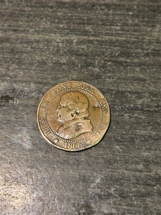 Moneda Vaticano 1 Soldo 1866 Estados Pontificios