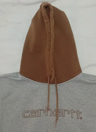 Sudadera Carhartt capucha gris y marrón talla M