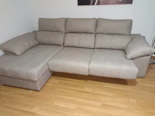 Sofá chaiselong beige tela