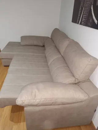 Sofá chaiselong beige tela