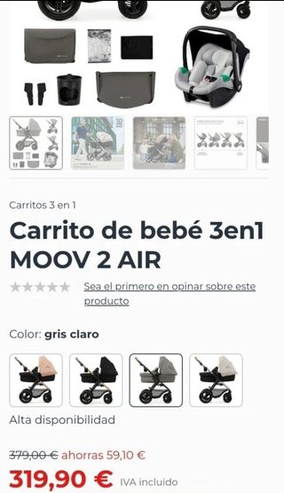 Kinderkraft Moov 2 3 en 1 Gris