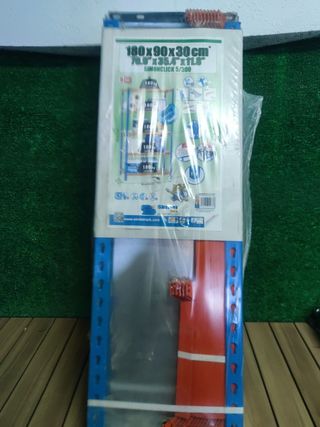 SimonRack Estantería Metálica Almacenaje, Sin tornillos, 5 Baldas, Alta Capacidad Carga 180 kg, 1800x900x300 mm, Estantería Garaje Trastero, Azul/Naranja/Galva