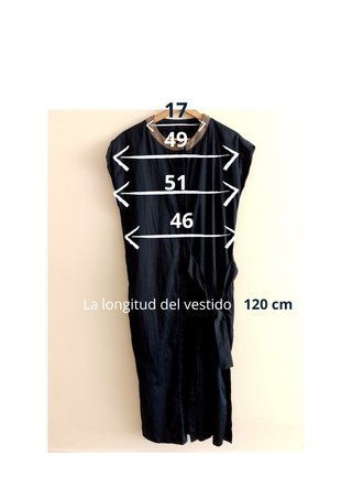 Vestido midi Azul con detalles plateados
