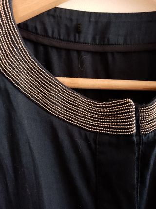 Vestido midi Azul con detalles plateados