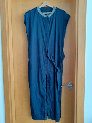 Vestido midi Azul con detalles plateados