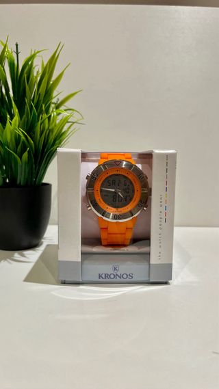 Reloj Kronos Naranja y Plateado
