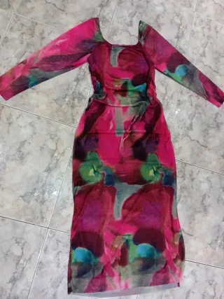 Vestido estampado multicolor manga larga