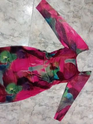 Vestido estampado multicolor manga larga