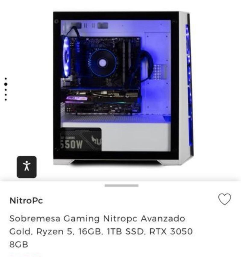 PC Gaming NitroPc Ryzen 5 16GB RTX 3050