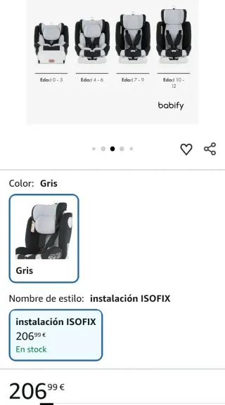 Babify Onboard Silla de Coche Isofix para Bebés