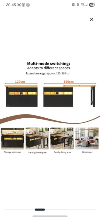 Mesa Bar Extensible LED