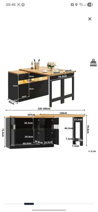 Mesa Bar Extensible LED