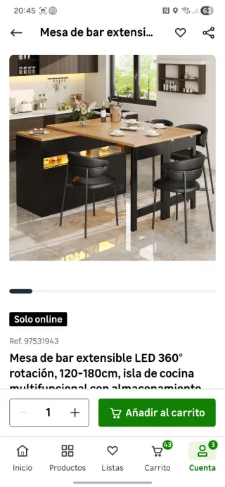 Mesa Bar Extensible LED