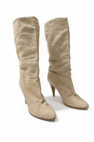 Botas altas de lino beige