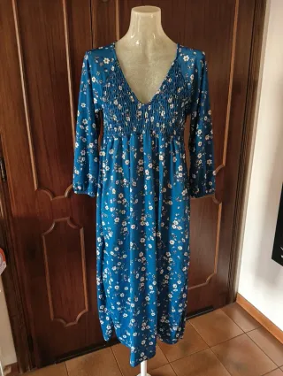 Maxi abito floreale blu Pull&Bear tg. XS
