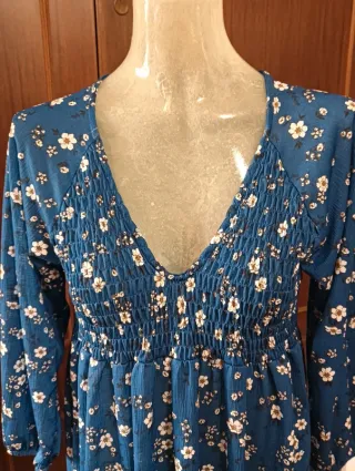 Maxi abito floreale blu Pull&Bear tg. XS