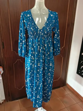 Maxi abito floreale blu Pull&Bear tg. XS