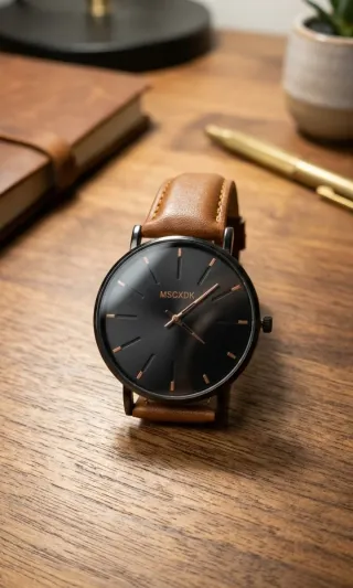 Reloj Correa Cuero PU con Caja. NUEVO