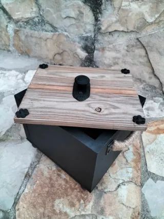 Caja Decorativa Madera Negra y Marrón