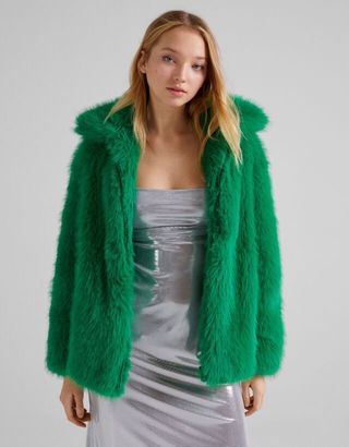 Abrigo chaqueta pelo Bershka verde nueva