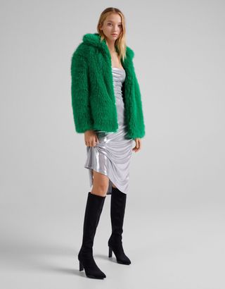 Abrigo chaqueta pelo Bershka verde nueva