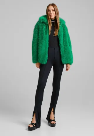 Abrigo chaqueta pelo Bershka verde nueva