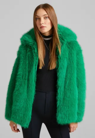 Abrigo chaqueta pelo Bershka verde nueva