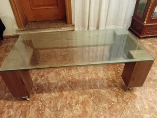 Mesa de centro moderna cristal y madera