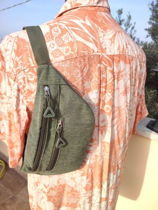 Marsupio verde militare unisex in velluto