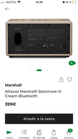 Altavoz Marshall Beige y Dorado