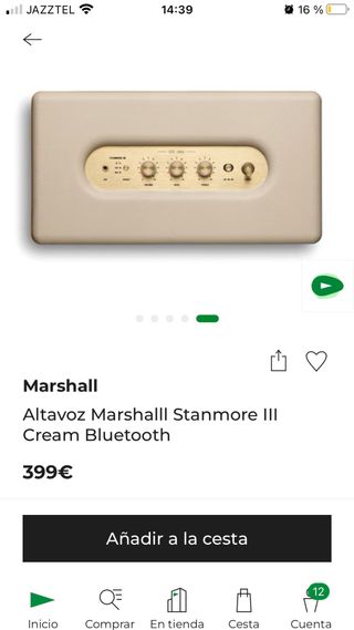 Altavoz Marshall Beige y Dorado