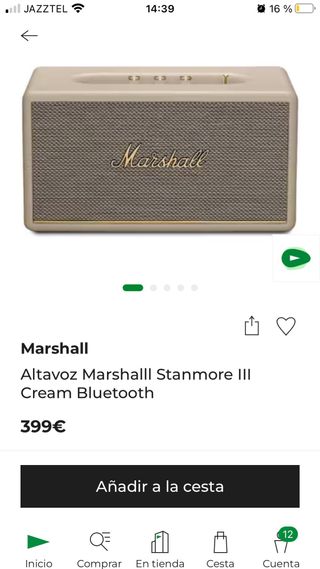 Altavoz Marshall Beige y Dorado