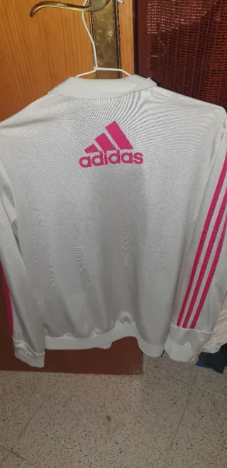 Sudadera Adidas blanca y rosa con cremallera