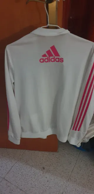 Sudadera Adidas blanca y rosa con cremallera