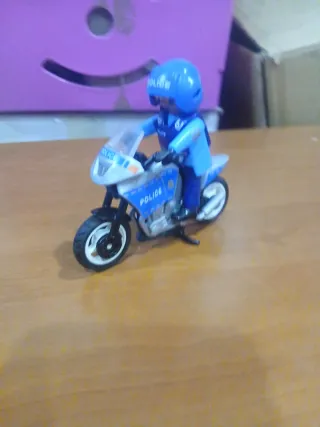 Moto Policía Playmobil Azul y Blanca