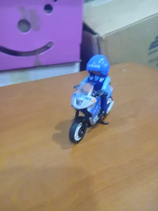 Moto Policía Playmobil Azul y Blanca