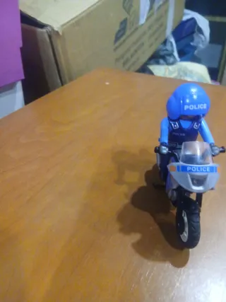 Moto Policía Playmobil Azul y Blanca