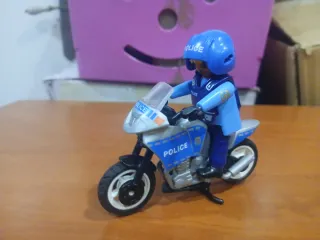 Moto Policía Playmobil Azul y Blanca