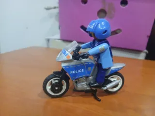 Moto Policía Playmobil Azul y Blanca