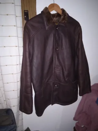 Chaquetón de piel con borrego interior hombre