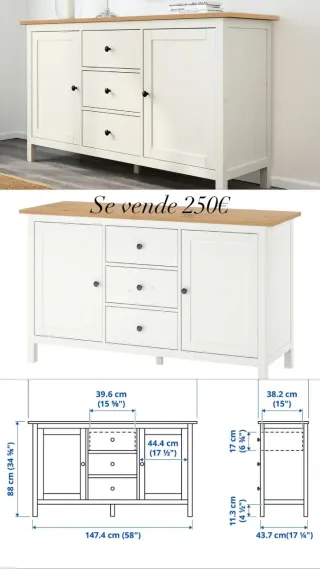 Aparador HEMNES Ikea Blanco y Madera