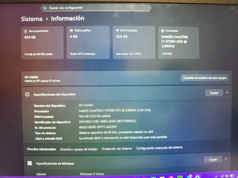 Portátil Gamer HP Omen 15 Negro/Rojo afbeelding 9