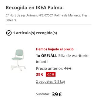 Silla infantil escritorio IKEA ÖRFJÄLL -NUEVA